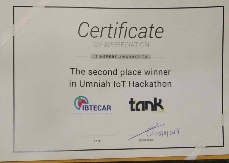 شهادة Umniah IoT Hackathon